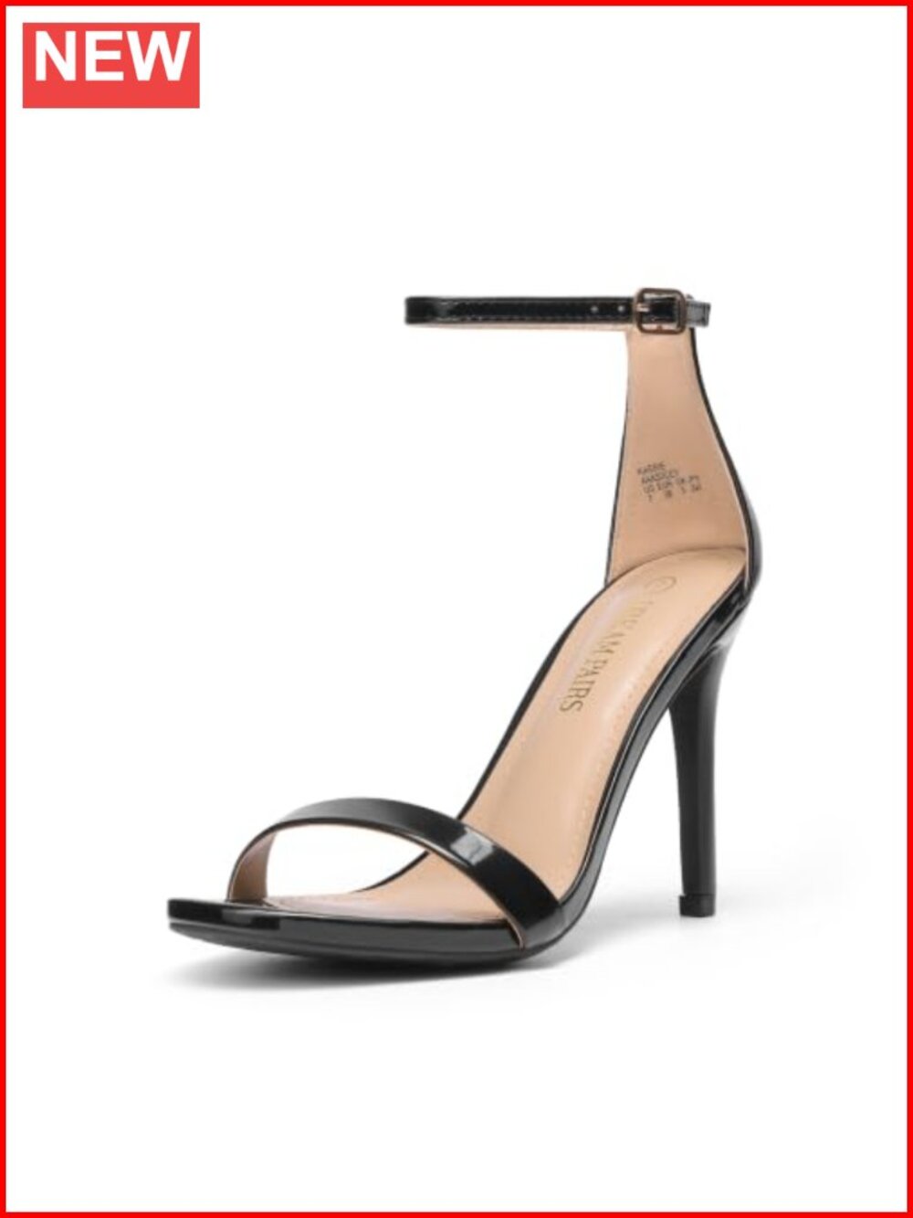Women's Faux Leather Stiletto Heel Sandals Floral Ankle Strap Party Heels